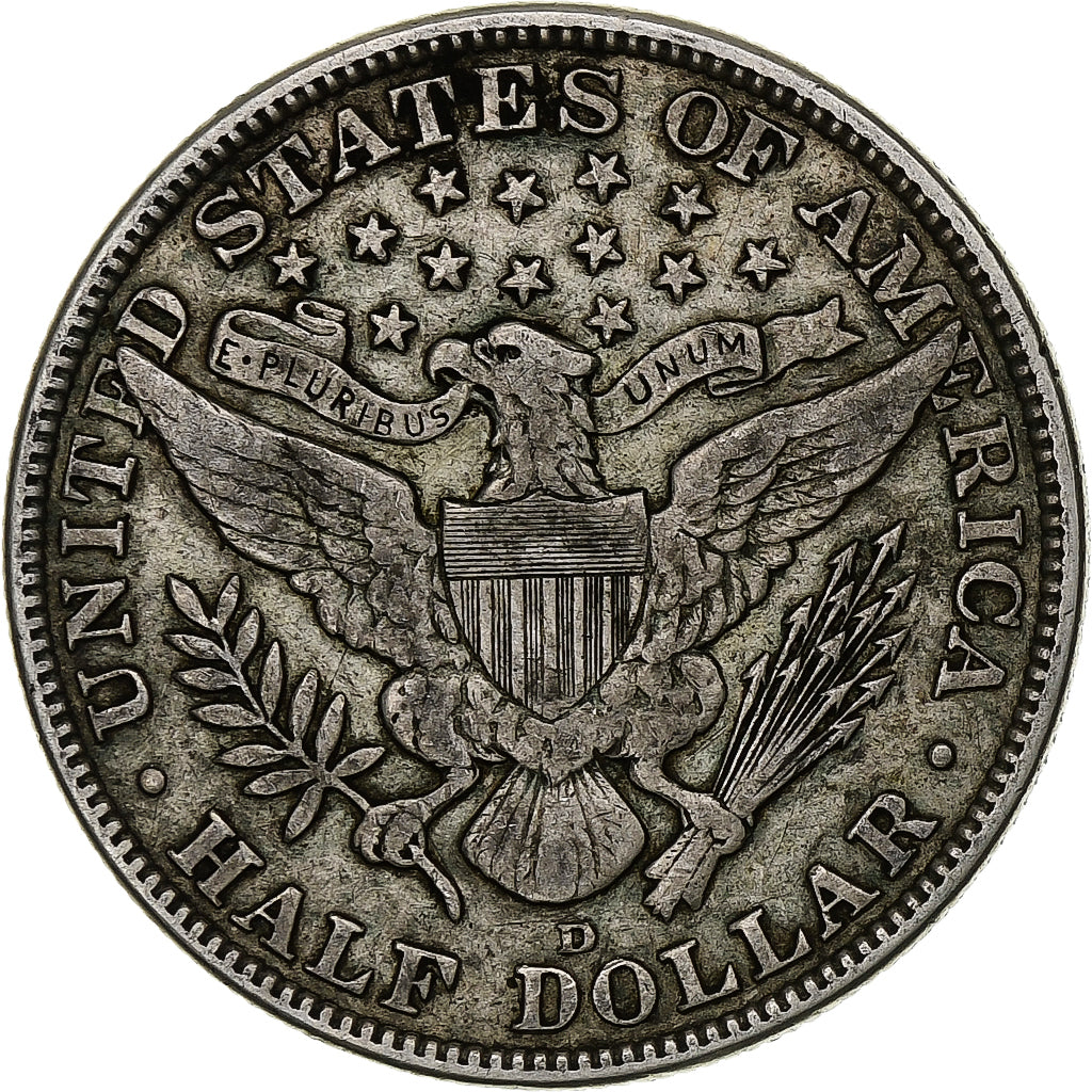 Coin, United States, Barber Half Dollar, 1915, U.S. Mint, Denver, VF(30-35)