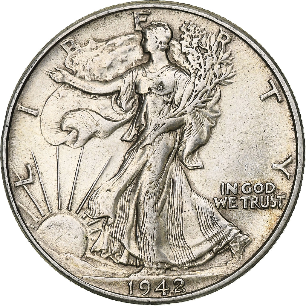Coin, United States, Walking Liberty Half Dollar, 1942, U.S. Mint, Philadelphia