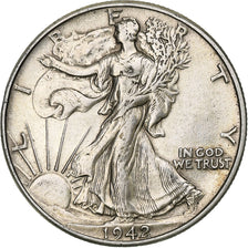 Coin, United States, Walking Liberty Half Dollar, 1942, U.S. Mint, Philadelphia