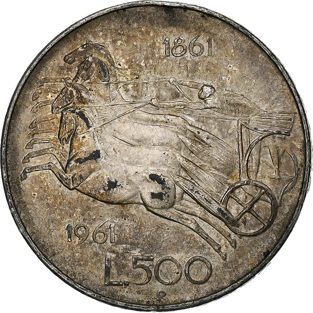 Coin, Italy, 500 Lire, 1961, Rome, EF(40-45), Silver, KM:99