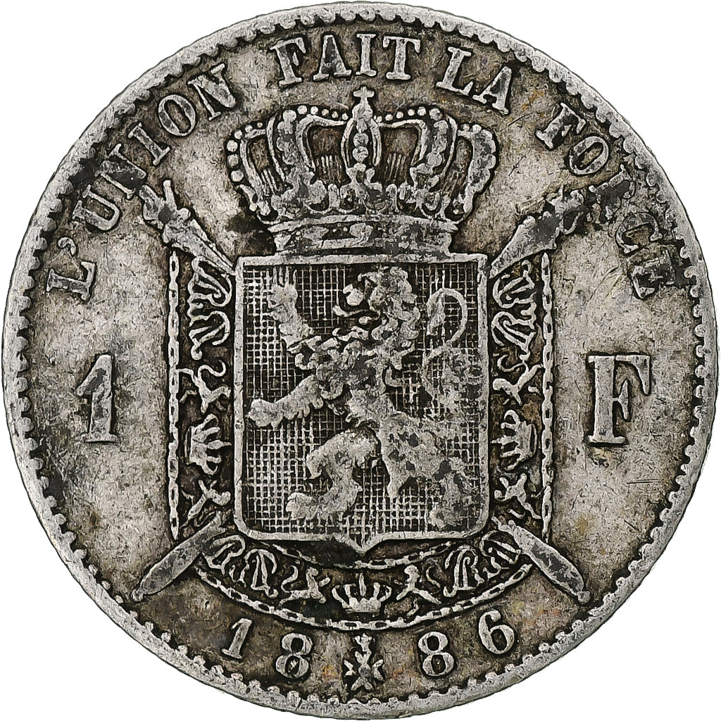 Munten, België, Leopold II, Franc, 1886, Brussels, ZF, Zilver, KM:28.2