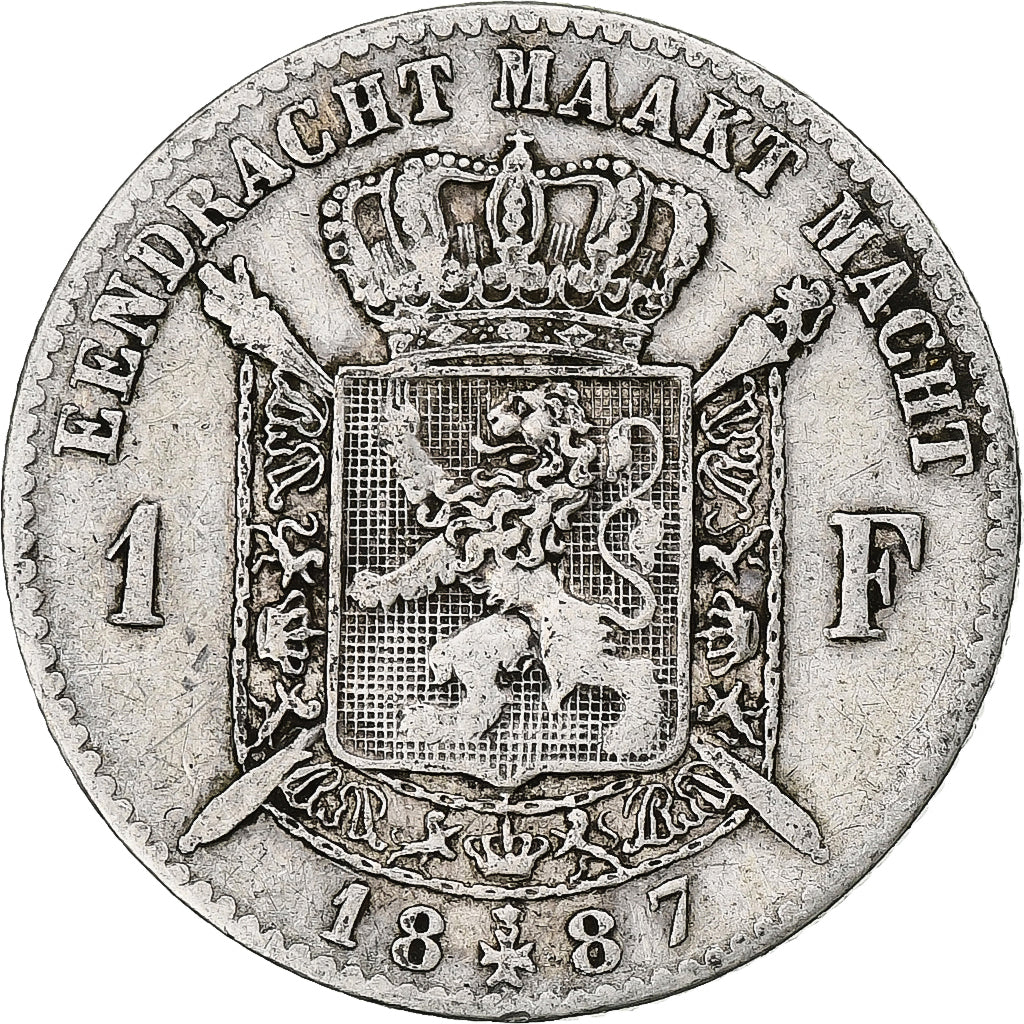 Coin, Belgium, Leopold II, Franc, 1887, VF(20-25), Silver, KM:29.1