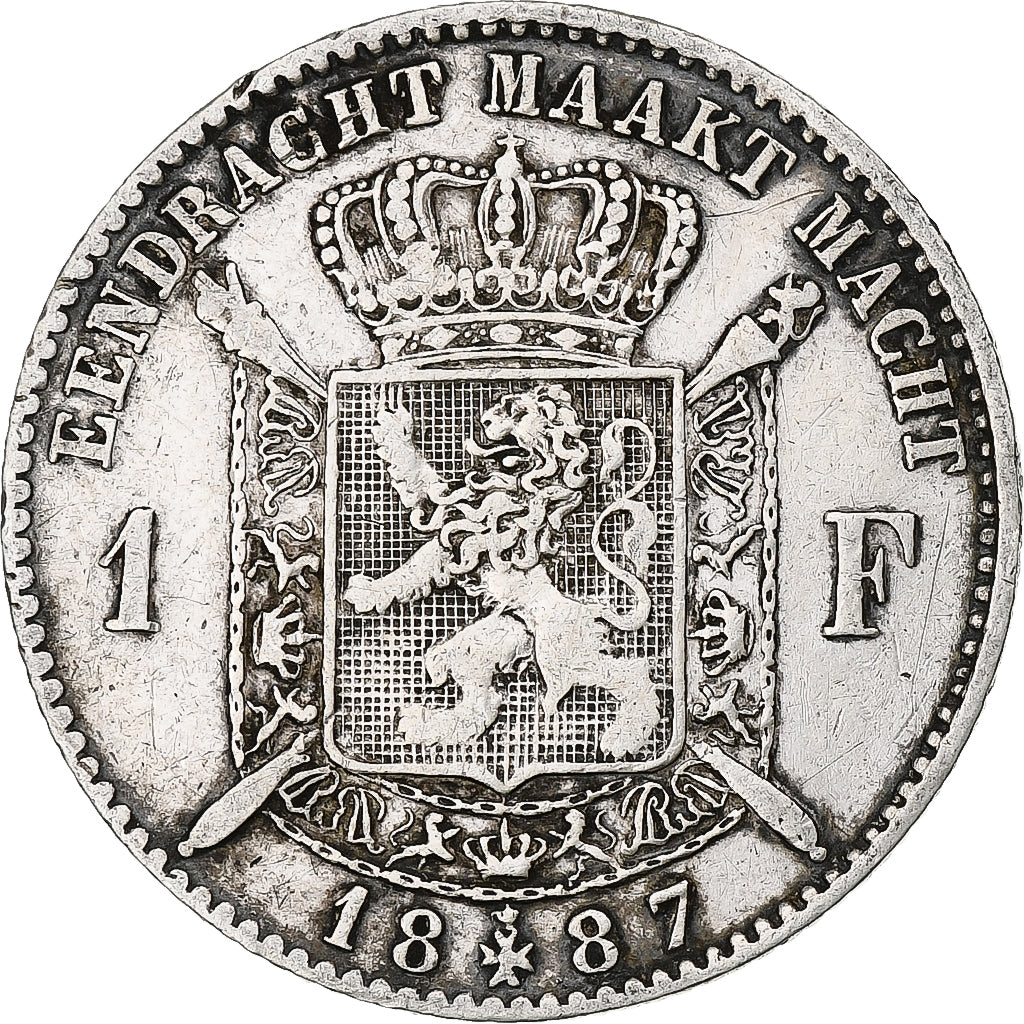 Coin, Belgium, Leopold II, Franc, 1887, VF(30-35), Silver, KM:29.1