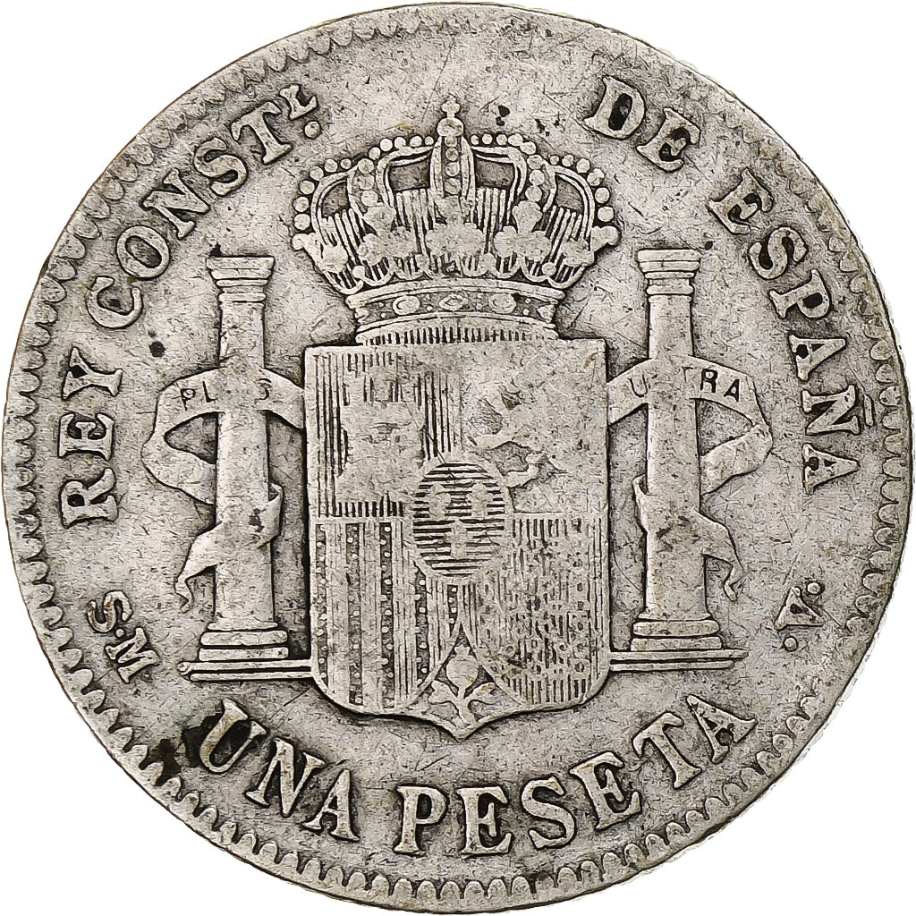 Moneta, Hiszpania, Alfonso XIII, Peseta, 1902, Madrid, VF(20-25), Srebro, KM:706