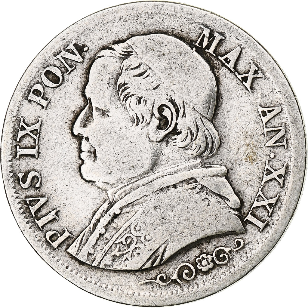 Coin, ITALIAN STATES, PAPAL STATES, Pius IX, Lira, 1866, Roma, VF(20-25)