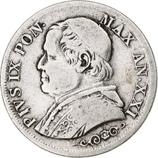 Coin, ITALIAN STATES, PAPAL STATES, Pius IX, Lira, 1866, Roma, VF(20-25)