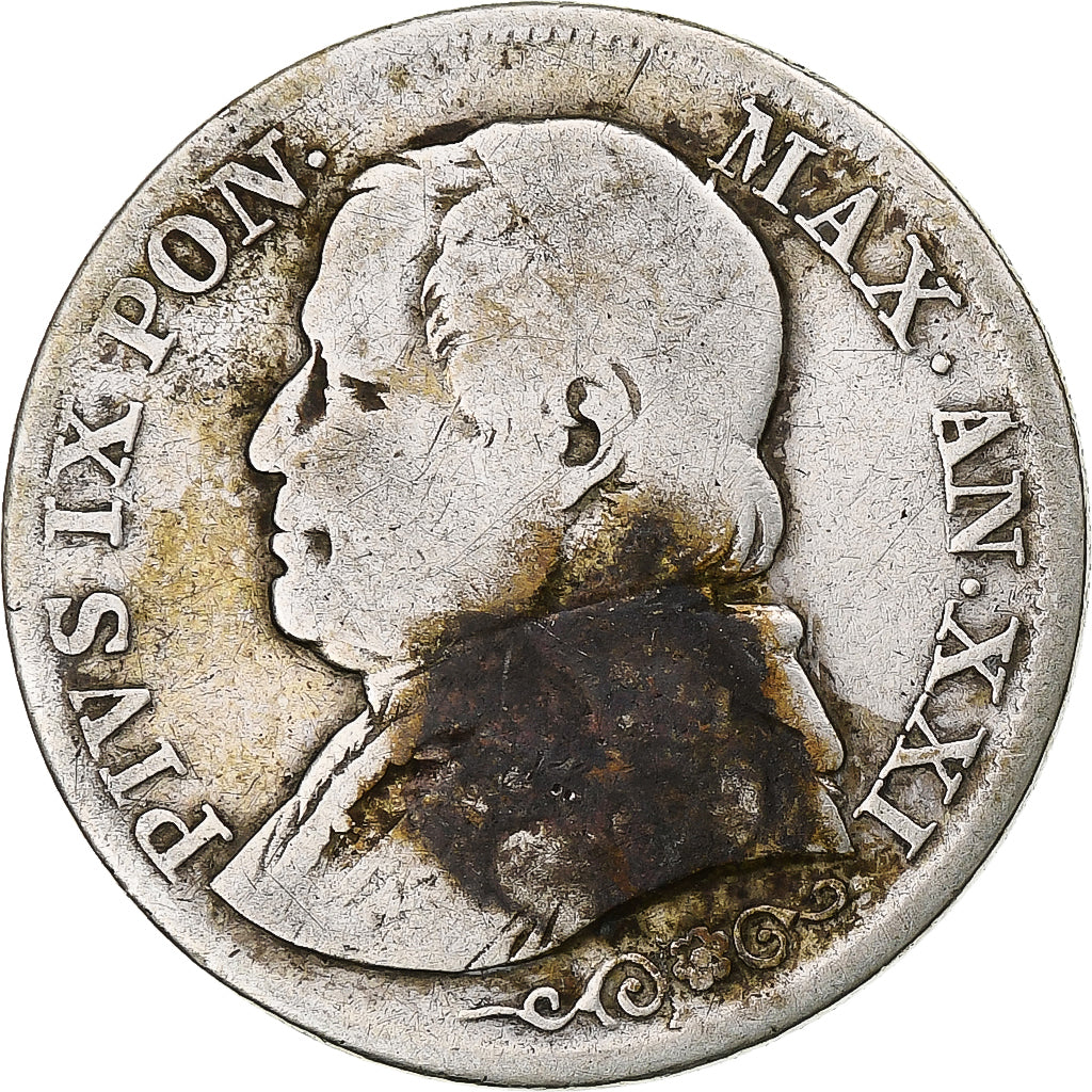 Monnaie, États italiens, PAPAL STATES, Pius IX, Lira, 1867, Roma, B+, Argent