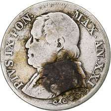 Monnaie, États italiens, PAPAL STATES, Pius IX, Lira, 1867, Roma, B+, Argent