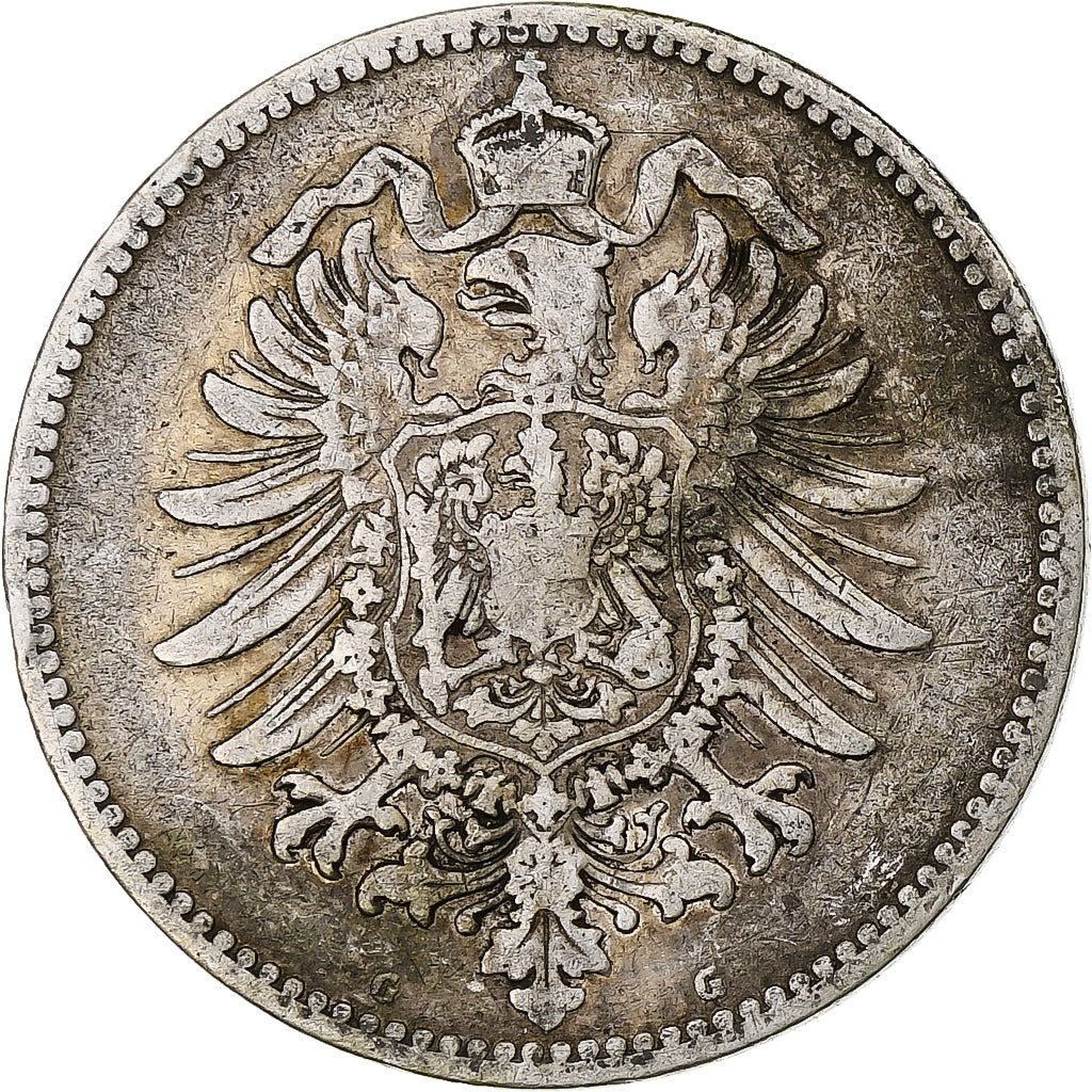 Moneda, ALEMANIA - IMPERIO, Wilhelm I, Mark, 1882, Karlsruhe, MBC, Plata, KM:7