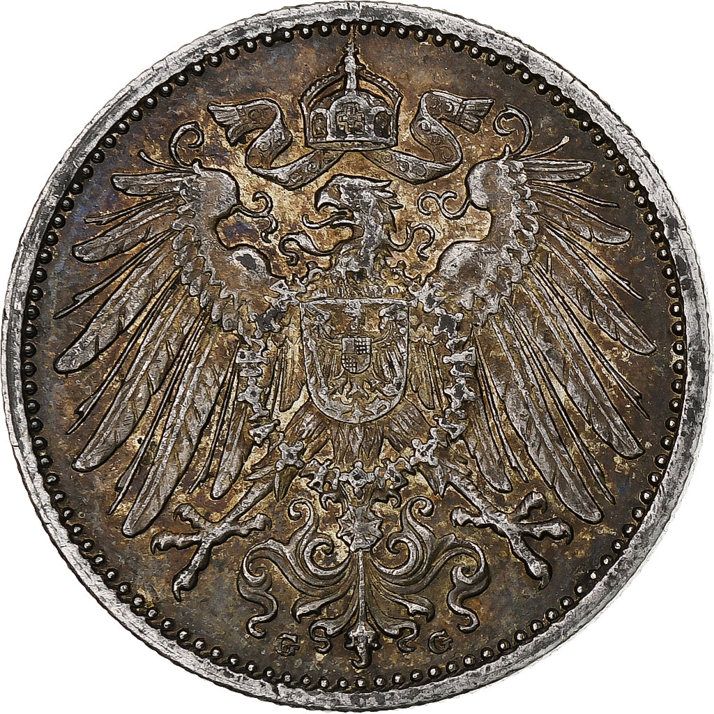 Moneda, ALEMANIA - IMPERIO, Wilhelm II, Mark, 1914, Karlsruhe, SC, Plata, KM:14