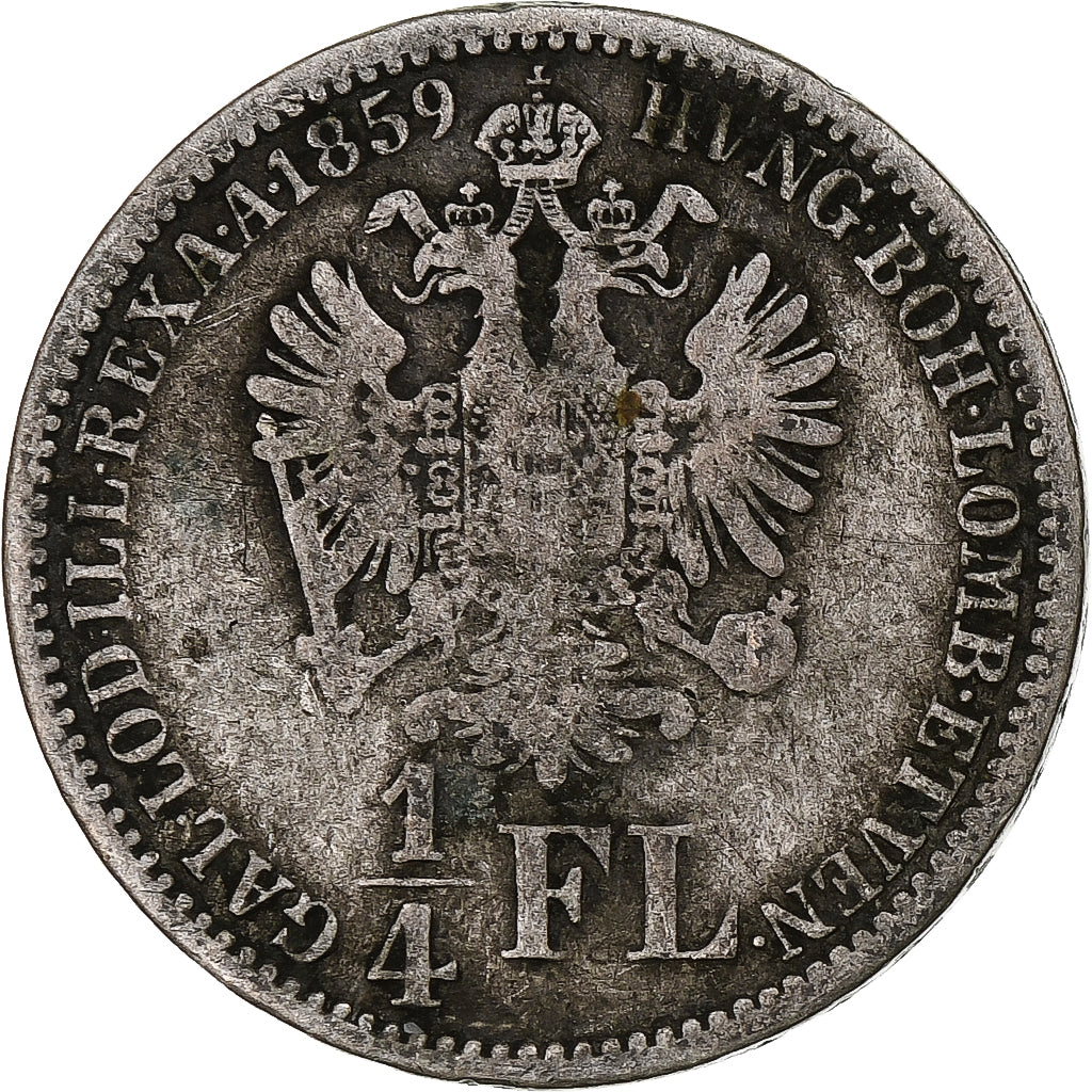 Munten, Oostenrijk, Franz Joseph I, 1/4 Florin, 1859, Vienne, ZG+, Zilver