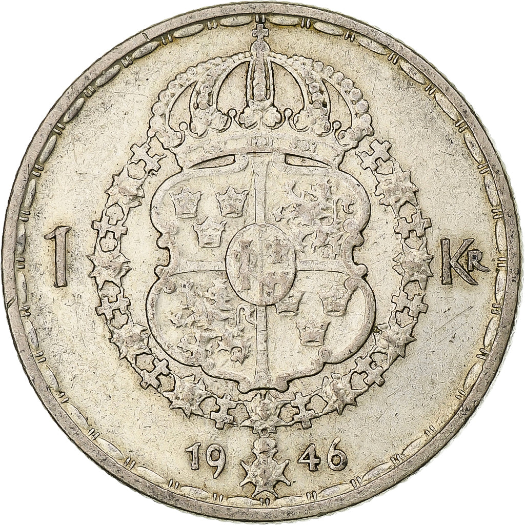 Moneta, Svezia, Gustaf V, Krona, 1946, SPL-, Argento, KM:814