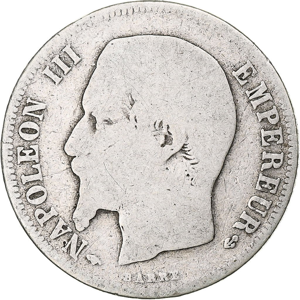 Moneta, Francia, Napoleon III, Franc, 1860, Paris, B, Argento, KM:779.1, Le