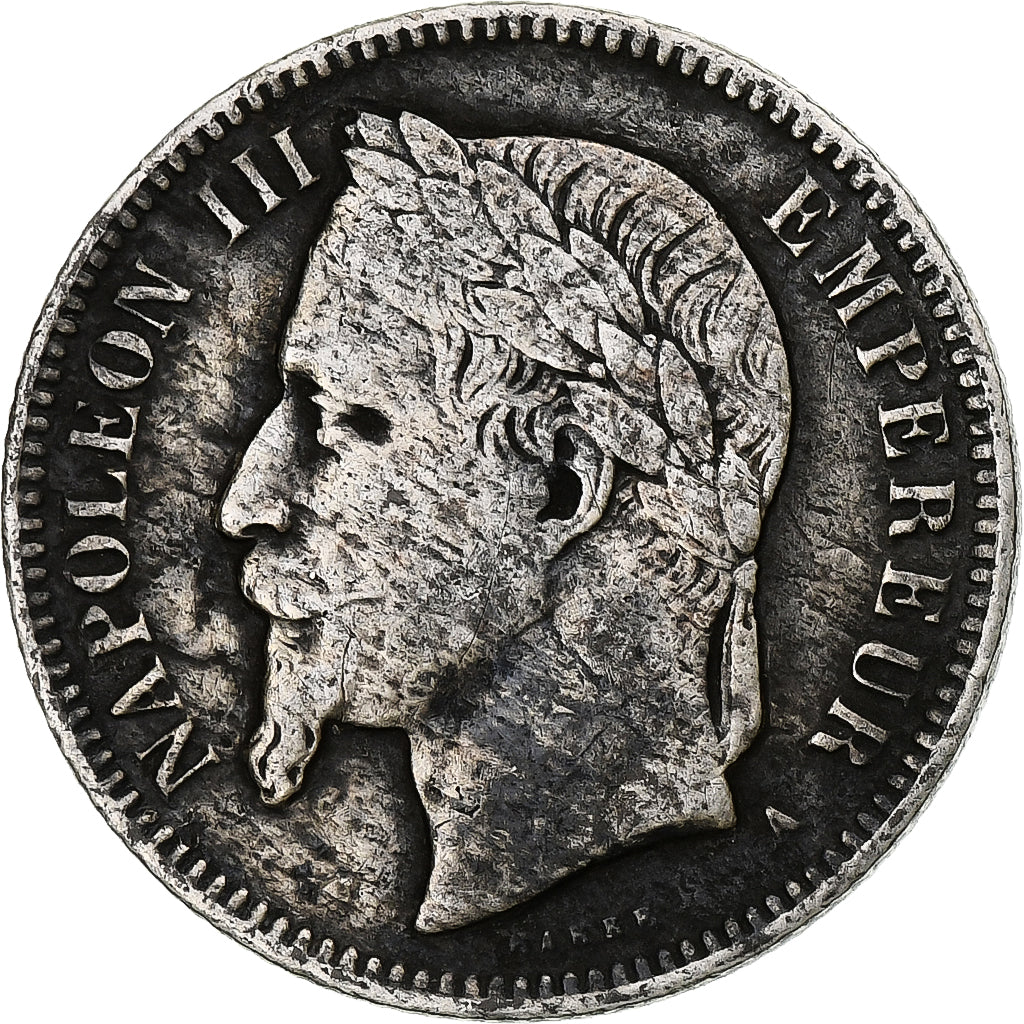 Moneta, Francia, Napoleon III, Franc, 1866, Paris, MB+, Argento, KM:806.1, Le