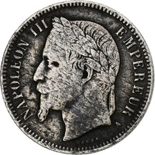 Moneda, Francia, Napoleon III, Franc, 1866, Paris, BC+, Plata, KM:806.1, Le