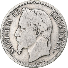 Moneta, Francja, Napoleon III, Franc, 1867, Paris, VF(20-25), Srebro, KM:806.1