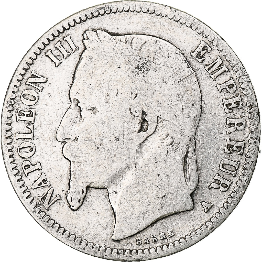 Munten, Frankrijk, Napoleon III, Franc, 1868, Paris, ZG+, Zilver, KM:806.1