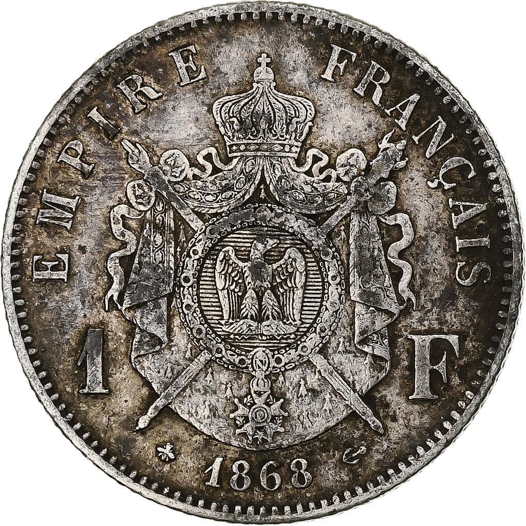 Moeda, França, Napoleon III, Franc, 1868, Paris, EF(40-45), Prata, KM:806.1