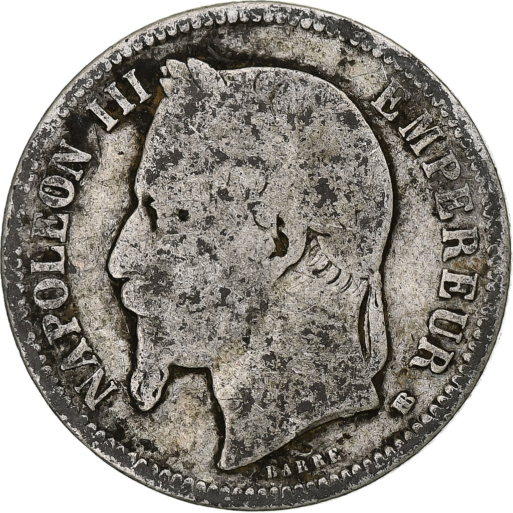 Moeda, França, Napoleon III, Franc, 1868, Strasbourg, Petit BB, F(12-15)