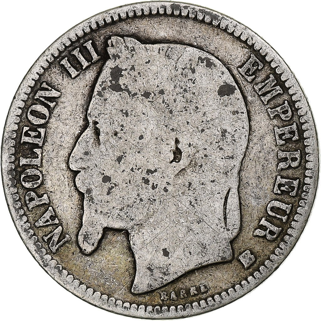 Munten, Frankrijk, Napoleon III, Franc, 1868, Strasbourg, Large BB, ZG, Zilver