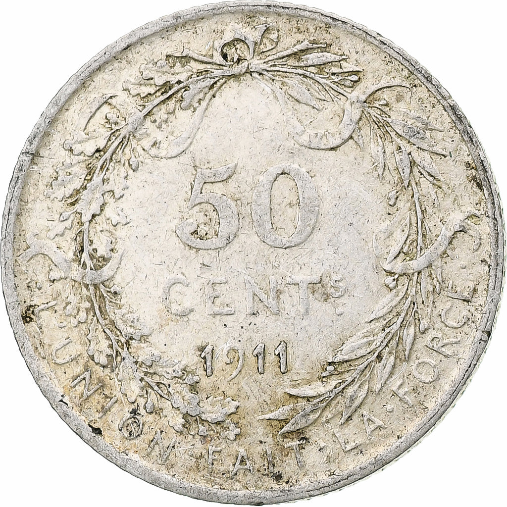 Coin, Belgium, 50 Centimes, 1911, EF(40-45), Silver, KM:70
