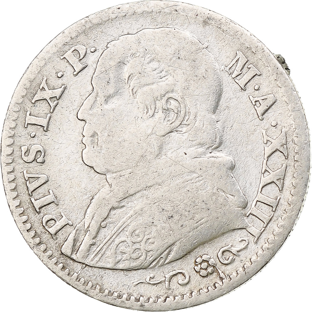 Moneta, STATI ITALIANI, PAPAL STATES, Pius IX, 10 Soldi, 50 Centesimi, 1868