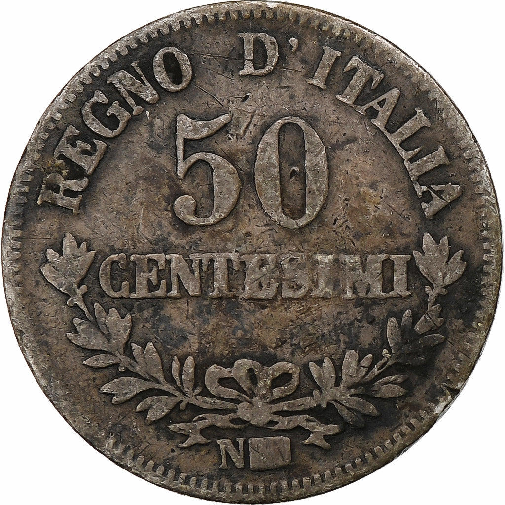 Moeda, Itália, Vittorio Emanuele II, 50 Centesimi, 1867, Naples, VF(20-25)
