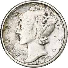 Moneta, Stati Uniti, Mercury Dime, Dime, 1918, U.S. Mint, San Francisco, BB