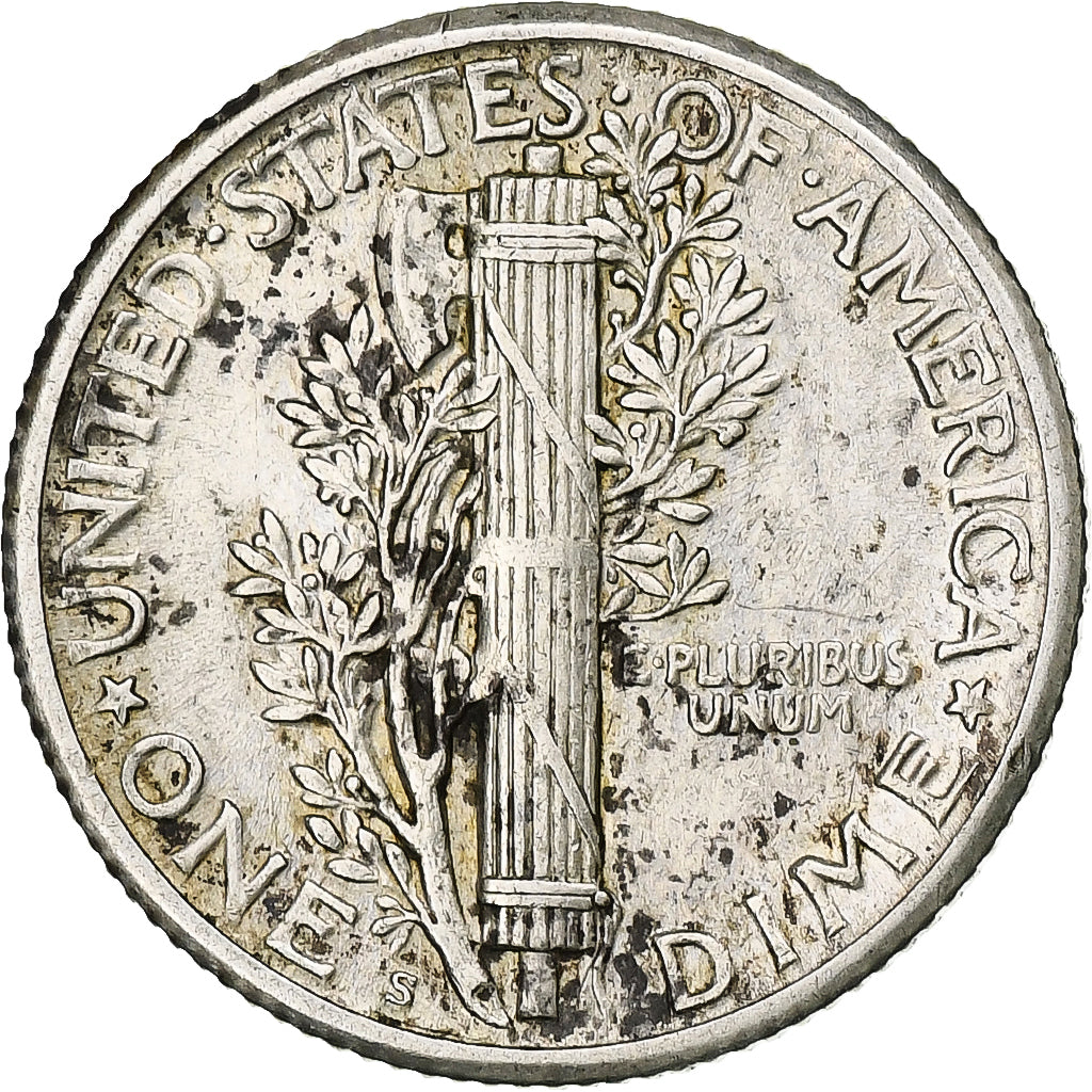 Moneta, Stati Uniti, Mercury Dime, Dime, 1918, U.S. Mint, San Francisco, BB