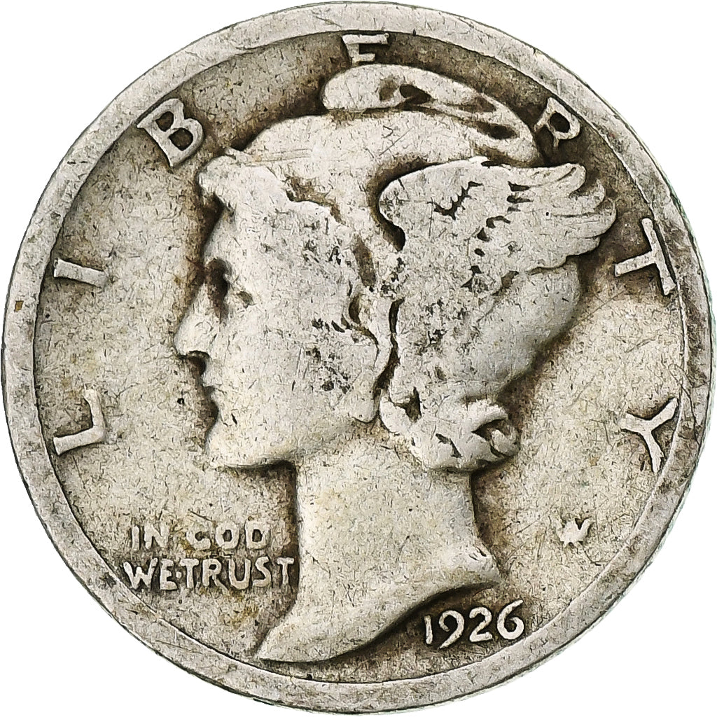 Coin, United States, Mercury Dime, Dime, 1926, U.S. Mint, Philadelphia
