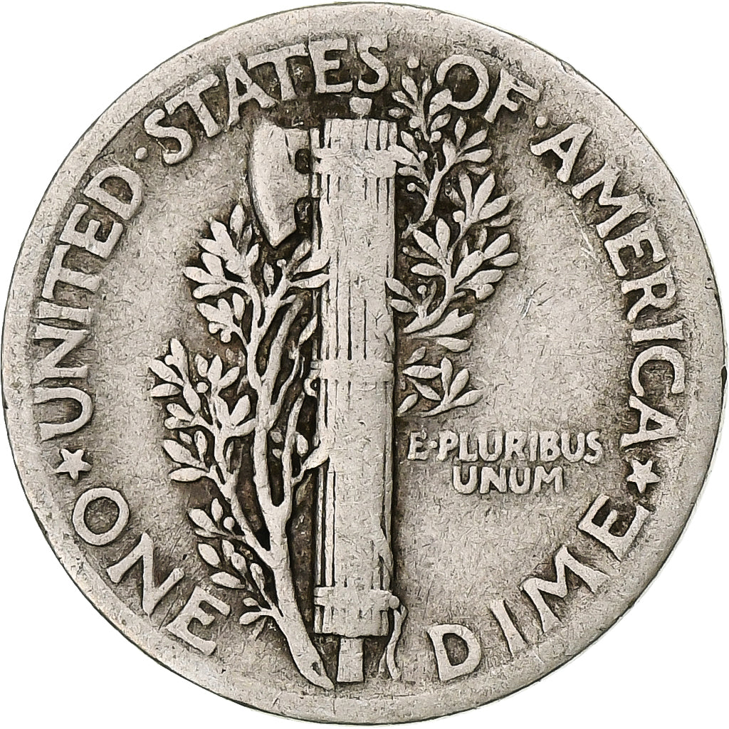 Monnaie, États-Unis, Mercury Dime, Dime, 1937, U.S. Mint, Philadelphie, TB