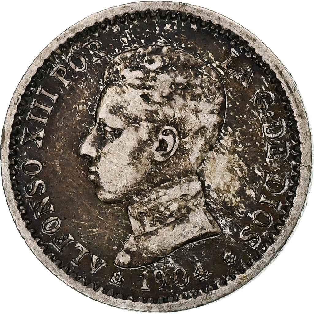 Hiszpania, Alfonso XIII, 50 Centimos, 1904, Madrid, VF(30-35), Srebro, KM:723