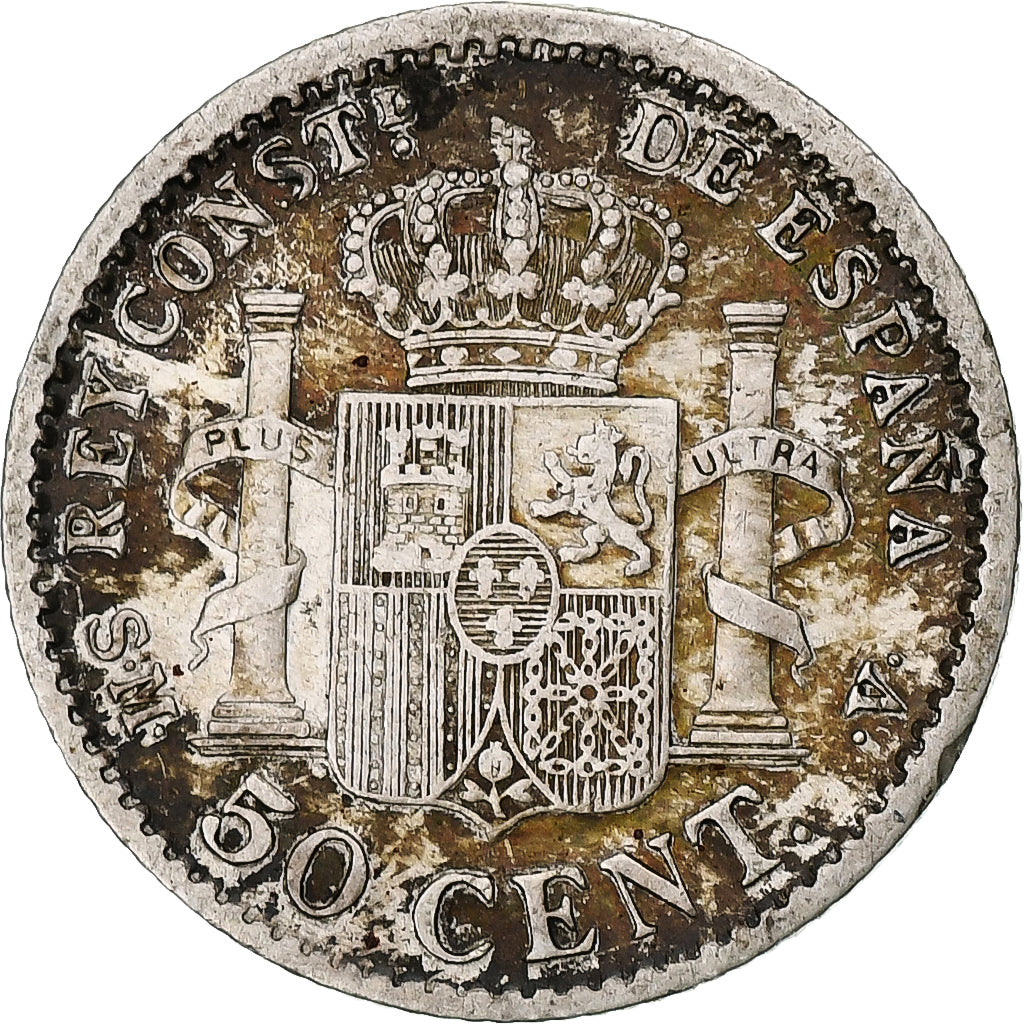 Hiszpania, Alfonso XIII, 50 Centimos, 1904, Madrid, VF(30-35), Srebro, KM:723