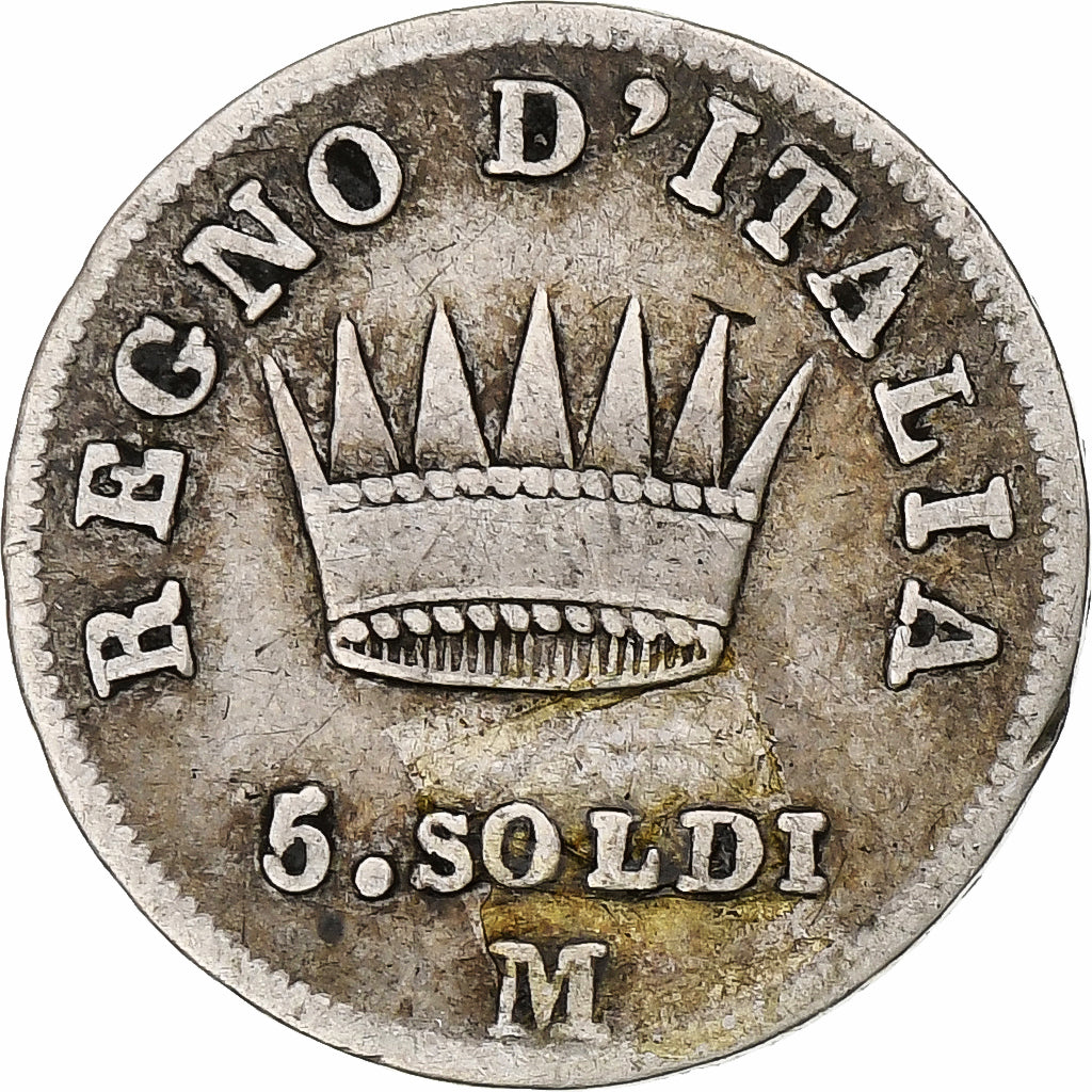 DEPARTAMENTY WŁOSKIE, KINGDOM OF NAPOLEON, Napoleon I, 5 Soldi, 1810, Milan