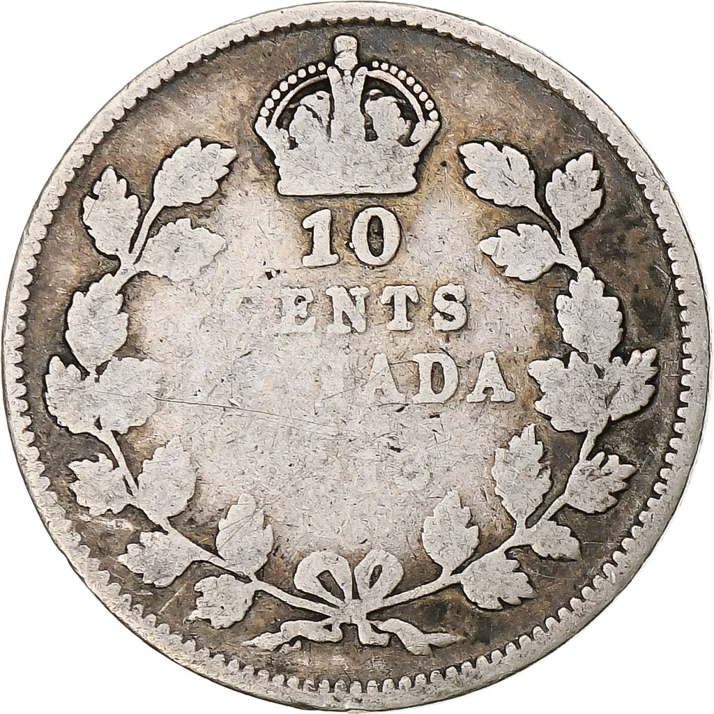 Moneta, Canada, George V, 10 Cents, 1913, Royal Canadian Mint, Ottawa, B+