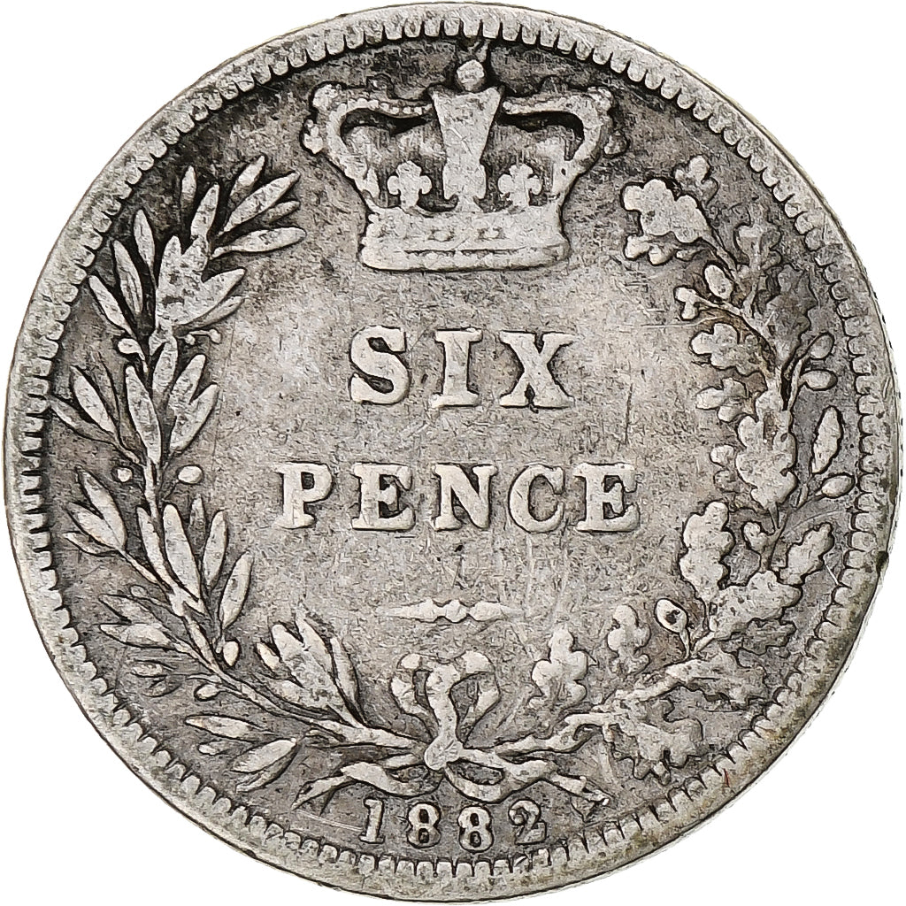 Great Britain, Victoria, 6 Pence, 1882, British Royal Mint, Rare, VF(20-25)