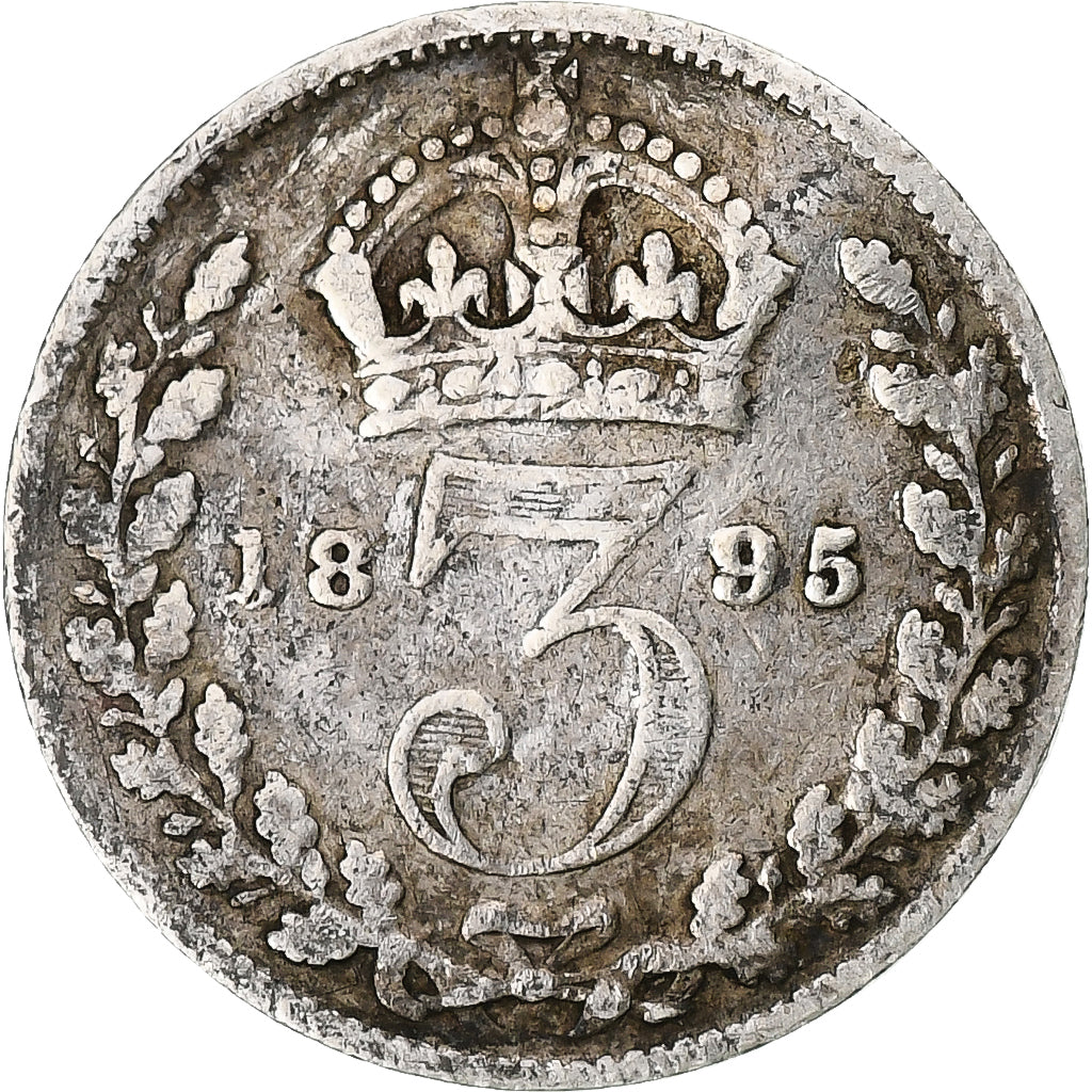 Great Britain, Victoria, 3 Pence, 1895, VF(20-25), Silver, KM:777