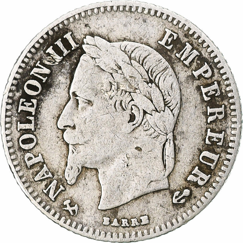 Francia, Napoleon III, 20 Centimes, 1866, Bordeaux, MB, Argento, KM:805.3