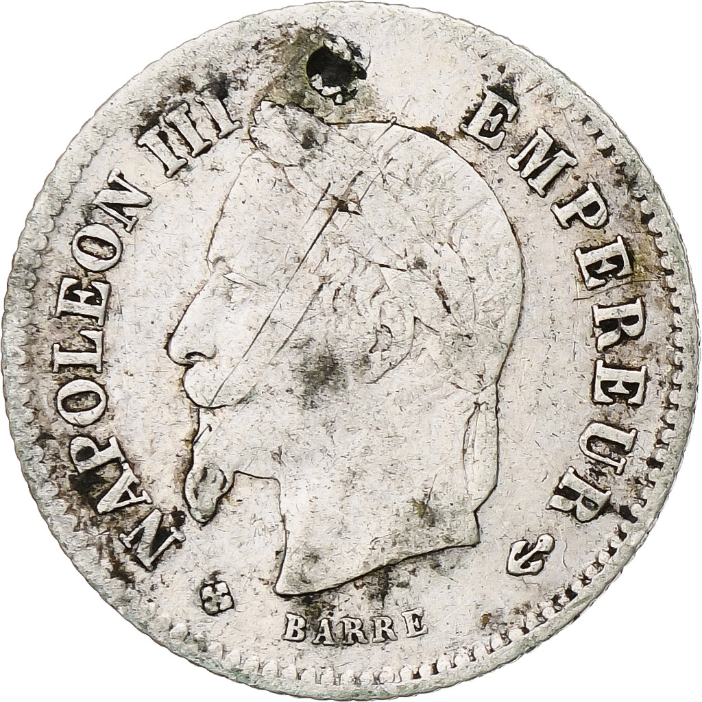 Frankreich, Napoleon III, 20 Centimes, 1867, Strasbourg, S, Silber, KM:808.2
