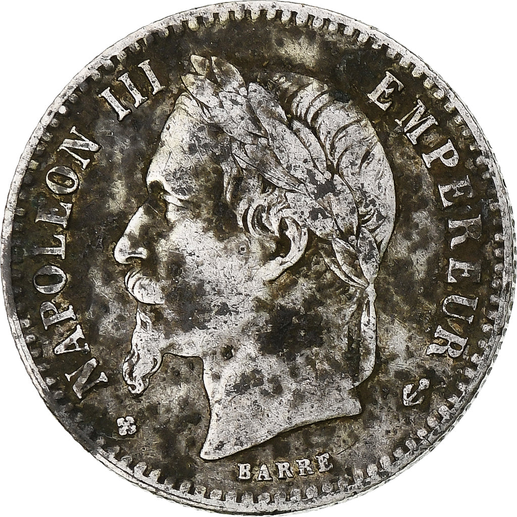 França, Napoleon III, 50 Centimes, 1866, Strasbourg, VF(20-25), Prata