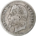 França, Napoleon III, 50 Centimes, 1867, Bordeaux, F(12-15), Prata, KM:814.3