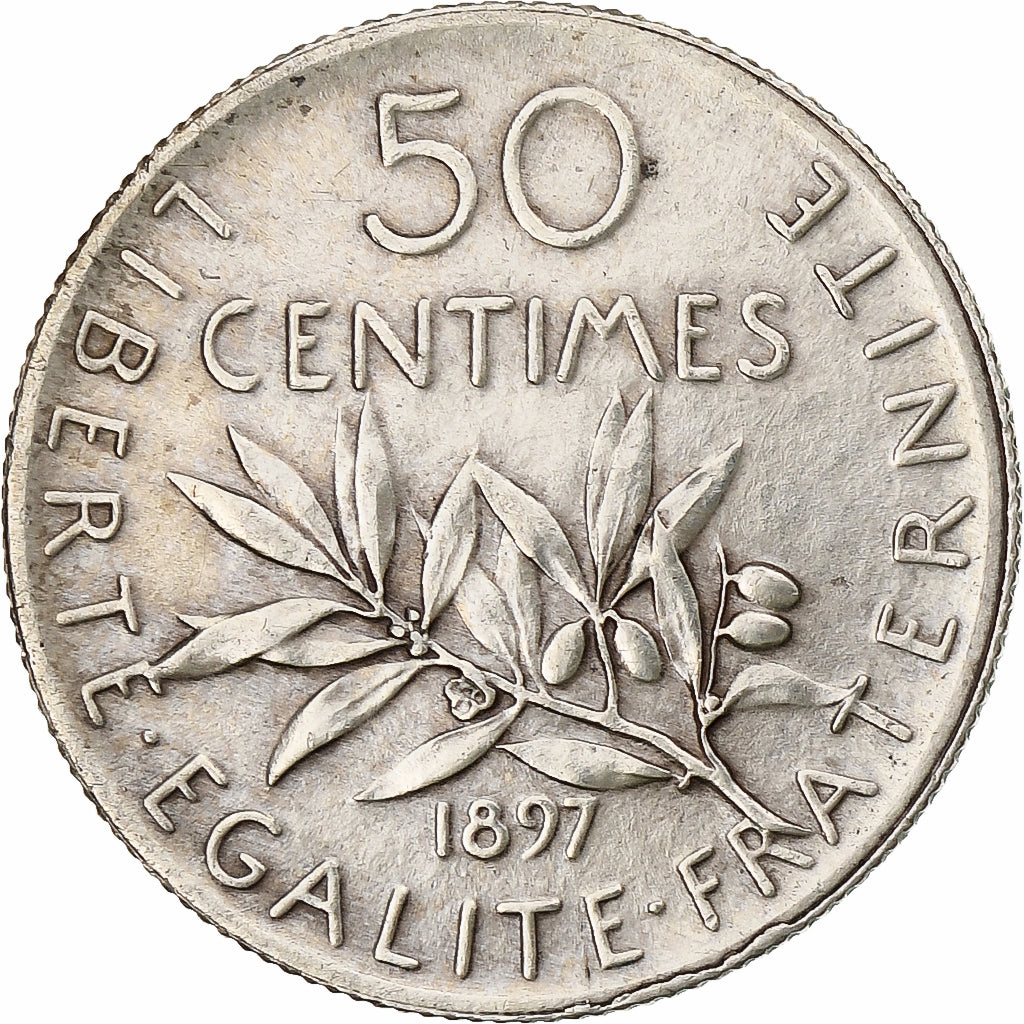 France, 50 Centimes, Semeuse, 1897, Paris, Silver, EF(40-45), Gadoury:420, Le