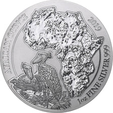 Rwanda, Shoebill, 50 Francs, 2019, 1 Oz, MS(65-70), Silver