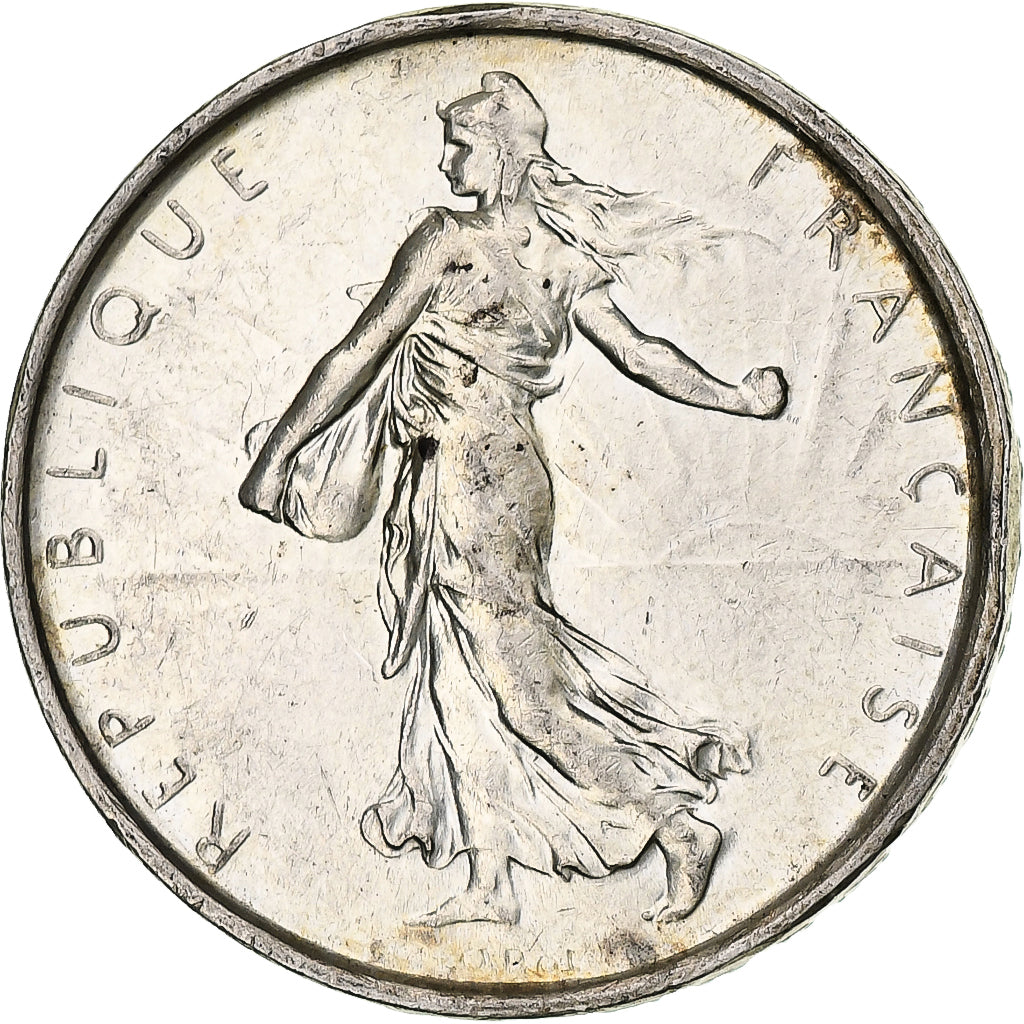França, Semeuse, 5 Francs, 1967, Paris, AU(55-58), Prata, KM:926, Le