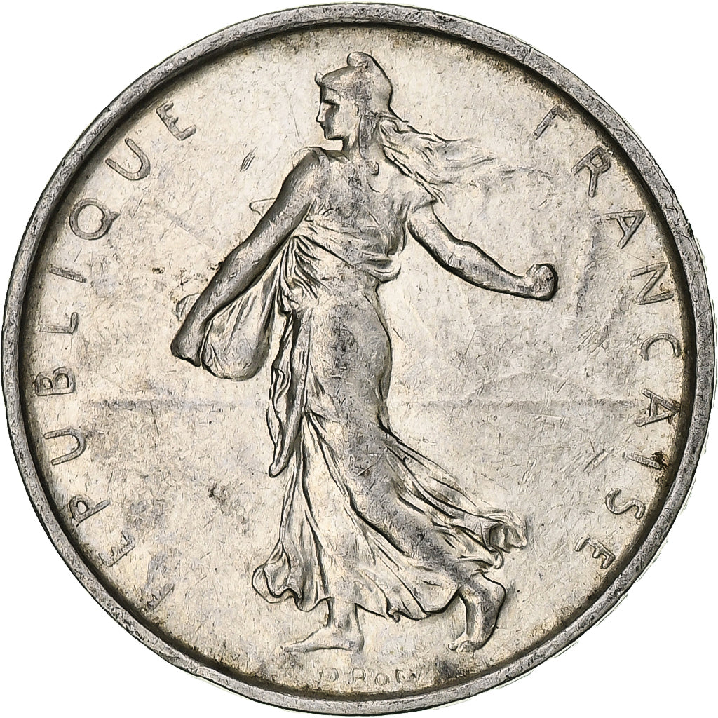 Francja, Semeuse, 5 Francs, 1968, Paris, AU(55-58), Srebro, KM:926, Gadoury:770