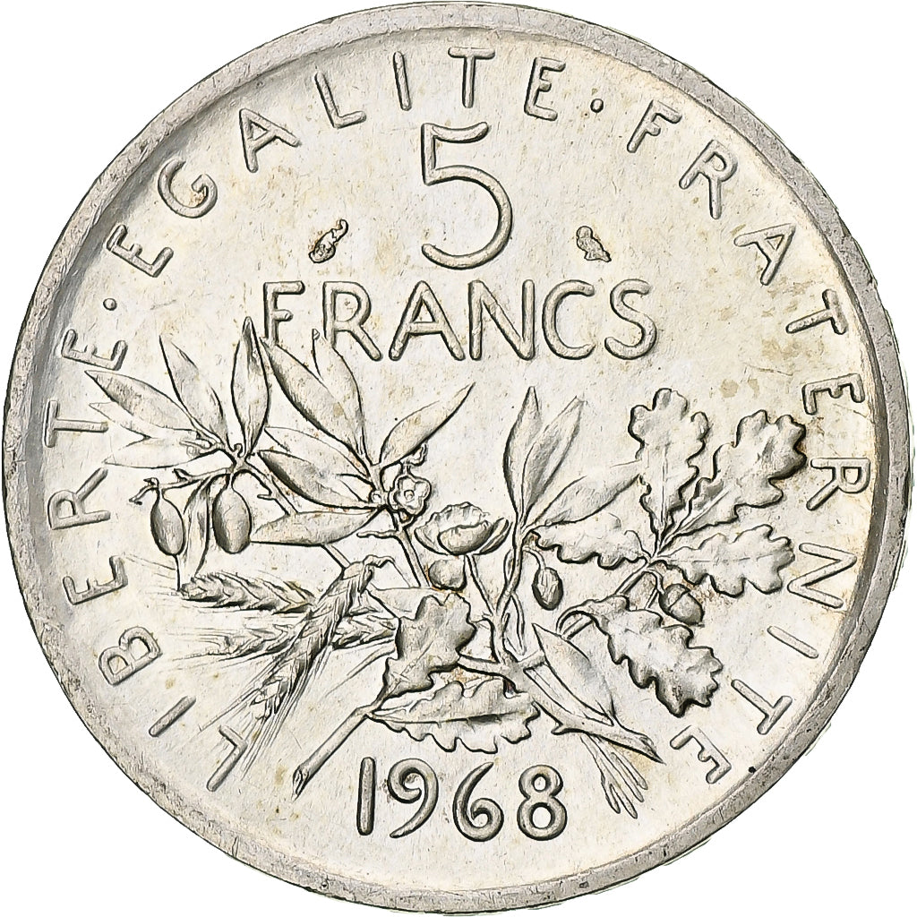 France, Semeuse, 5 Francs, 1968, Paris, SPL, Argent, Gadoury:770, KM:926, Le