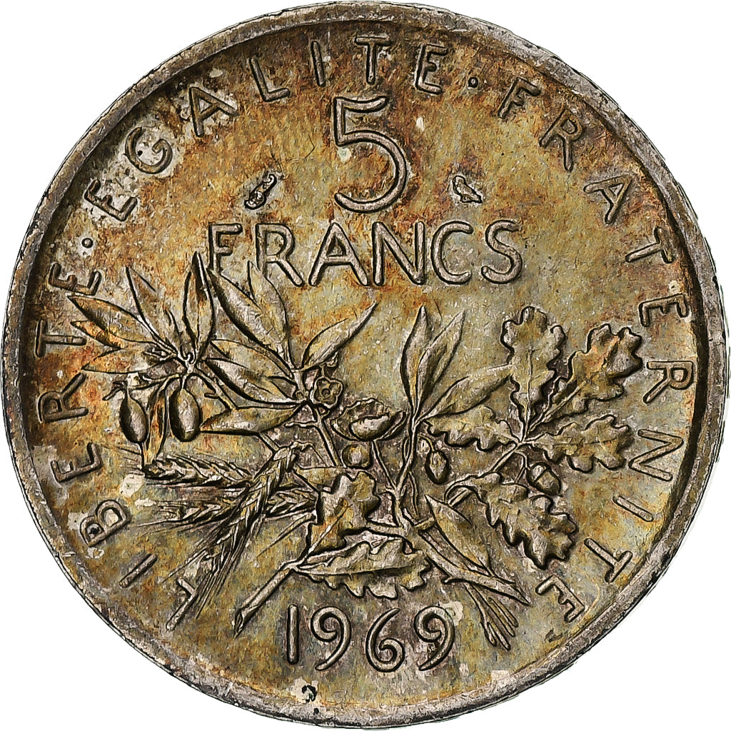France, Semeuse, 5 Francs, 1969, Paris, SPL, Argent, Gadoury:770, KM:926, Le