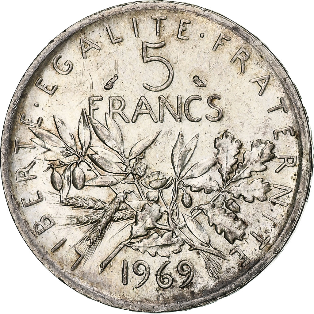 Frankreich, Semeuse, 5 Francs, 1969, Paris, UNZ, Silber, KM:926, Gadoury:770, Le