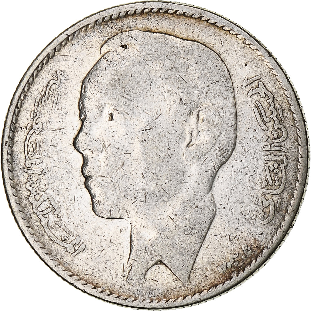 Morocco, al-Hassan II, 5 Dirhams, 1965/AH1384, Paris, VF(20-25), Silver, KM:57