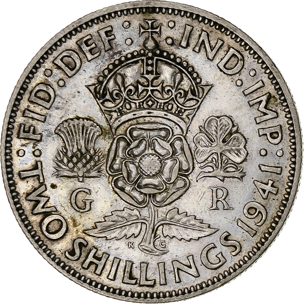 Grande-Bretagne, George VI, Florin, Two Shillings, 1941, TTB, Argent, KM:855